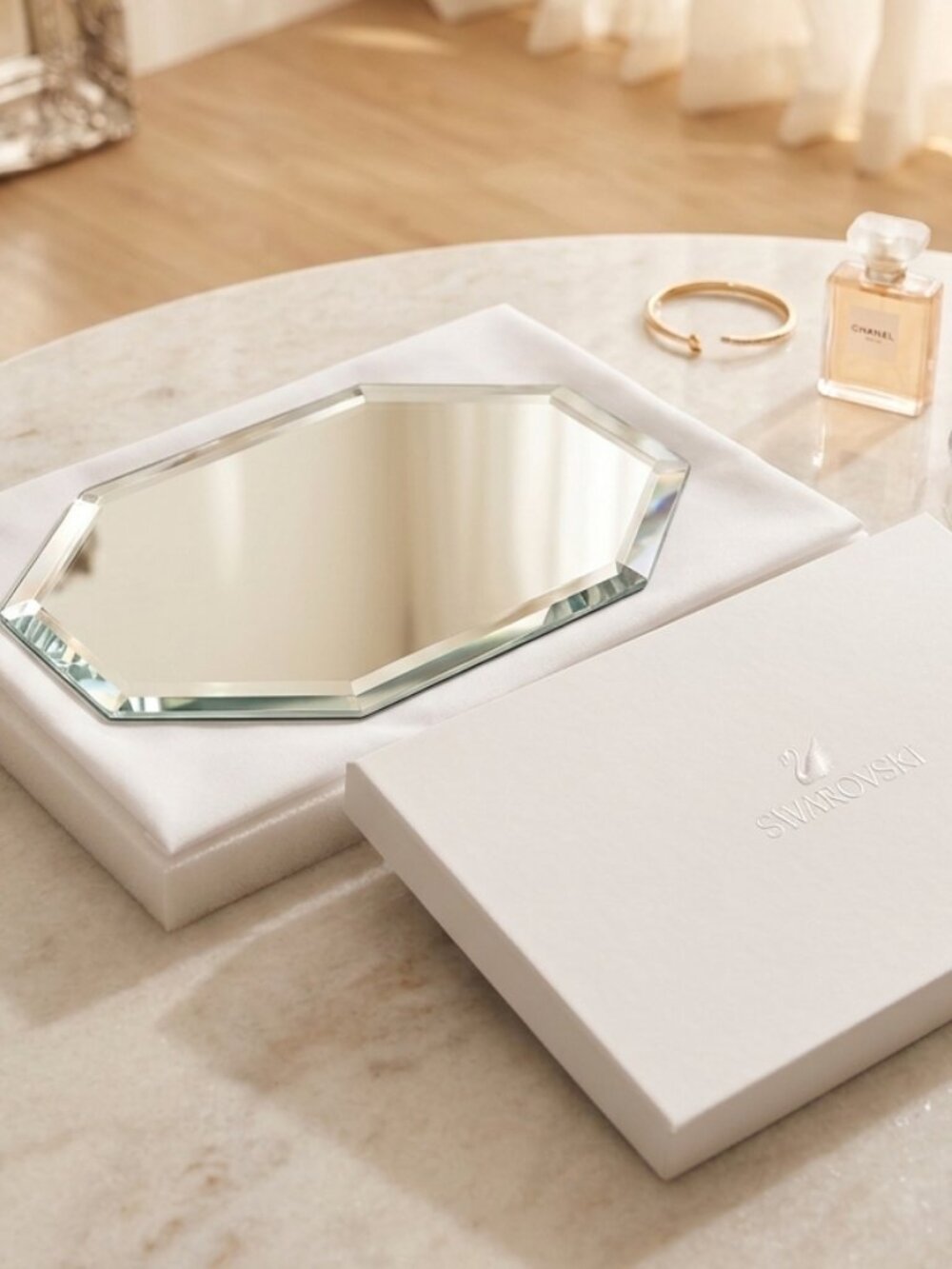 Swarovski Crystal Beveled Vanity Tray Mirror Home Decor New In Box
